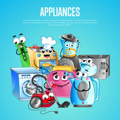 在卡通風(fēng)格的房子電器橫幅矢量圖素材下載 - Veer圖庫(kù)